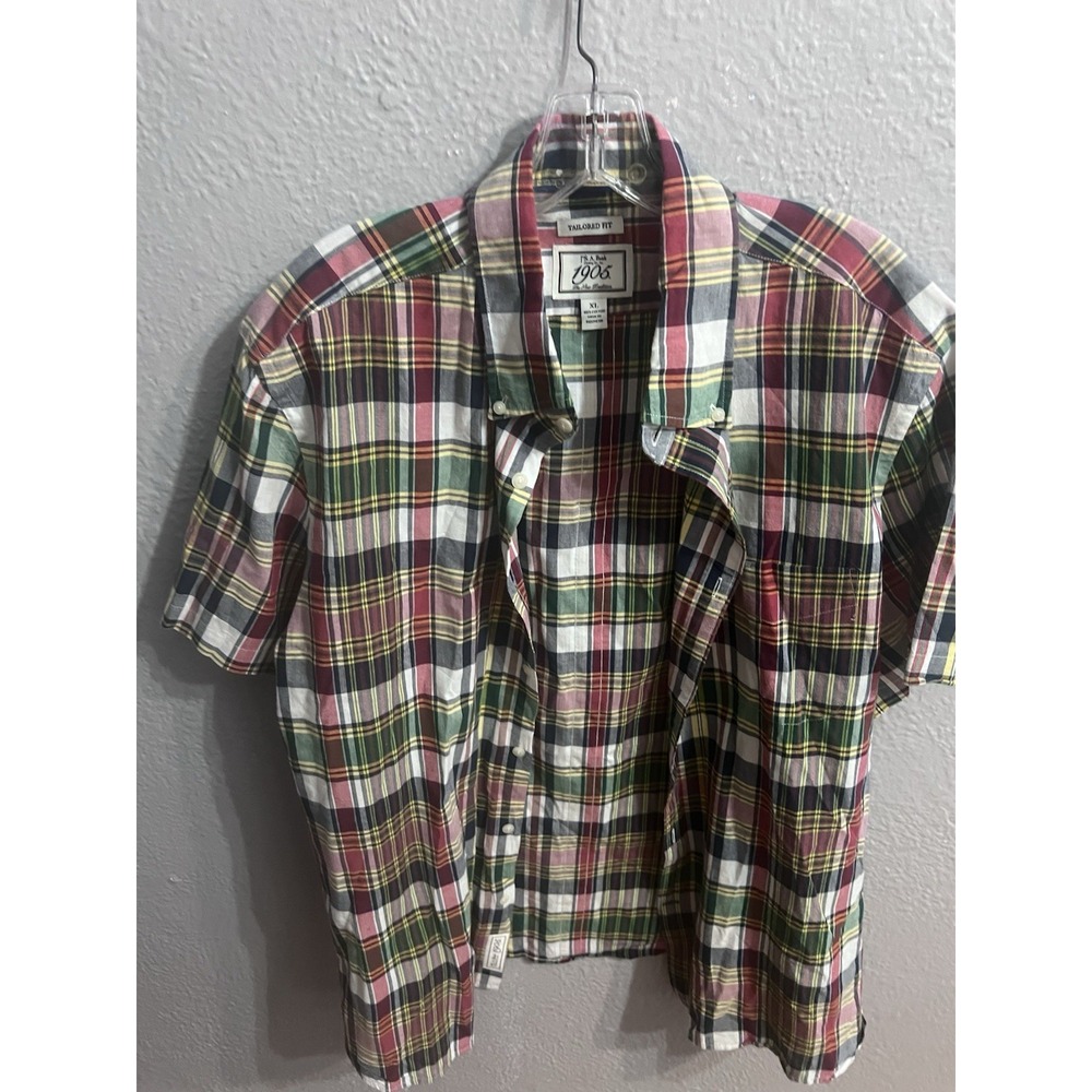 Jos A Bank 1905 Shirt Mens Size XL Plaid Button Down Tailored Fit